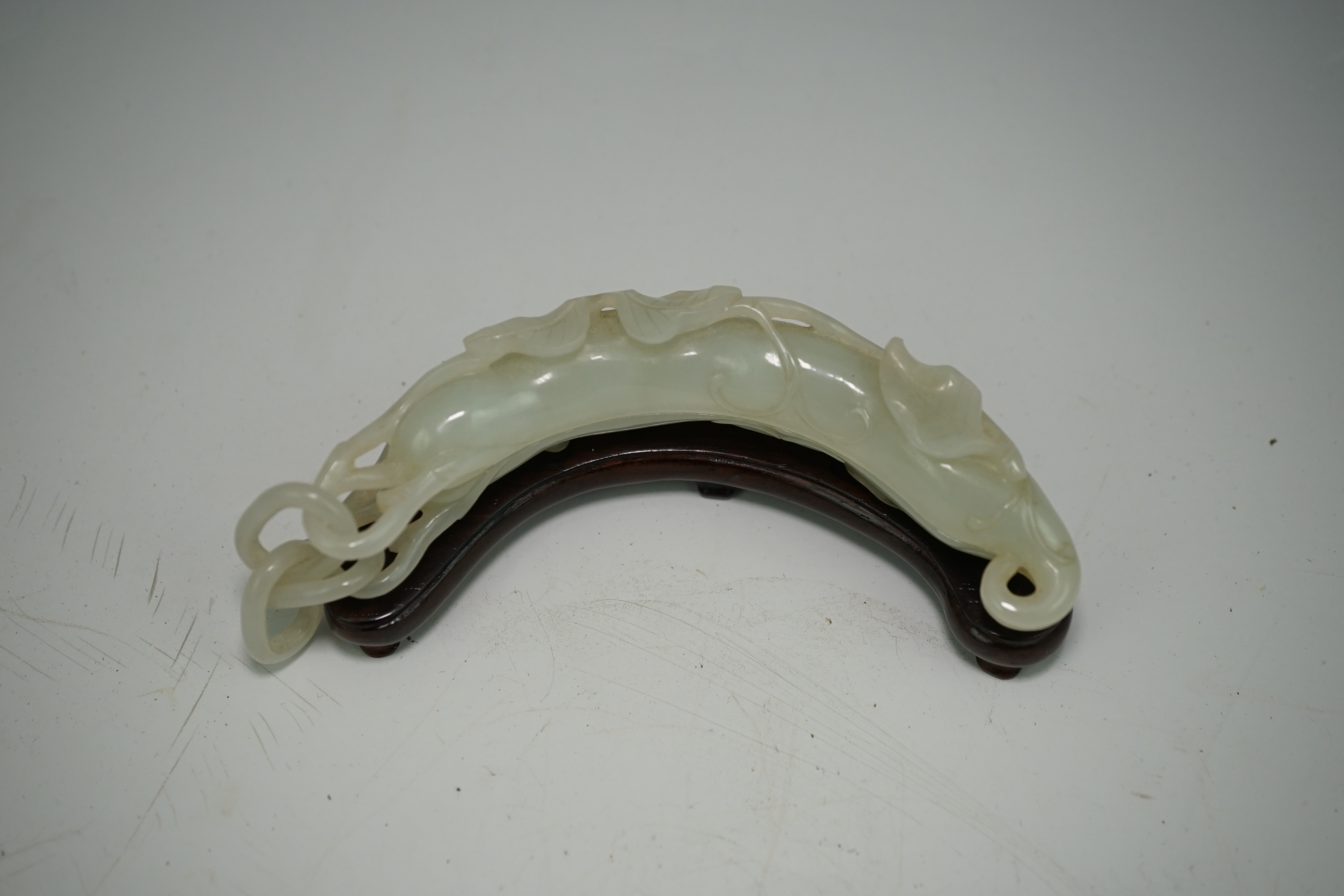 An unusual Chinese white jade ‘bean pod’ box and cover, 18th-19th century